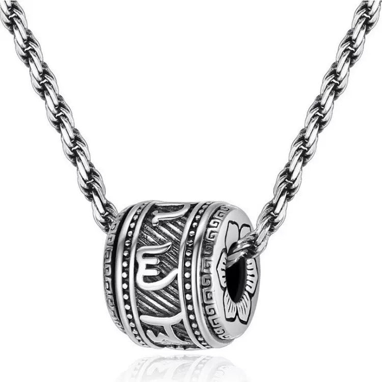 Tibetan Prayer Wheel Fidget Necklace.