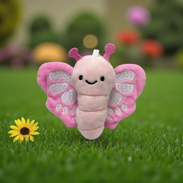 Pink Butterfly Plushie Keyring
