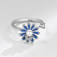 Load image into Gallery viewer, Silver Blue Daisy Butterfly Fidget Ring
