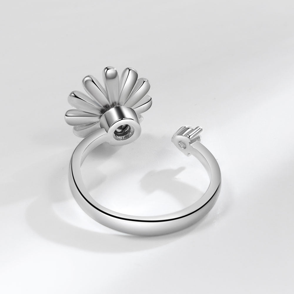 Silver Blue Daisy Butterfly Fidget Ring