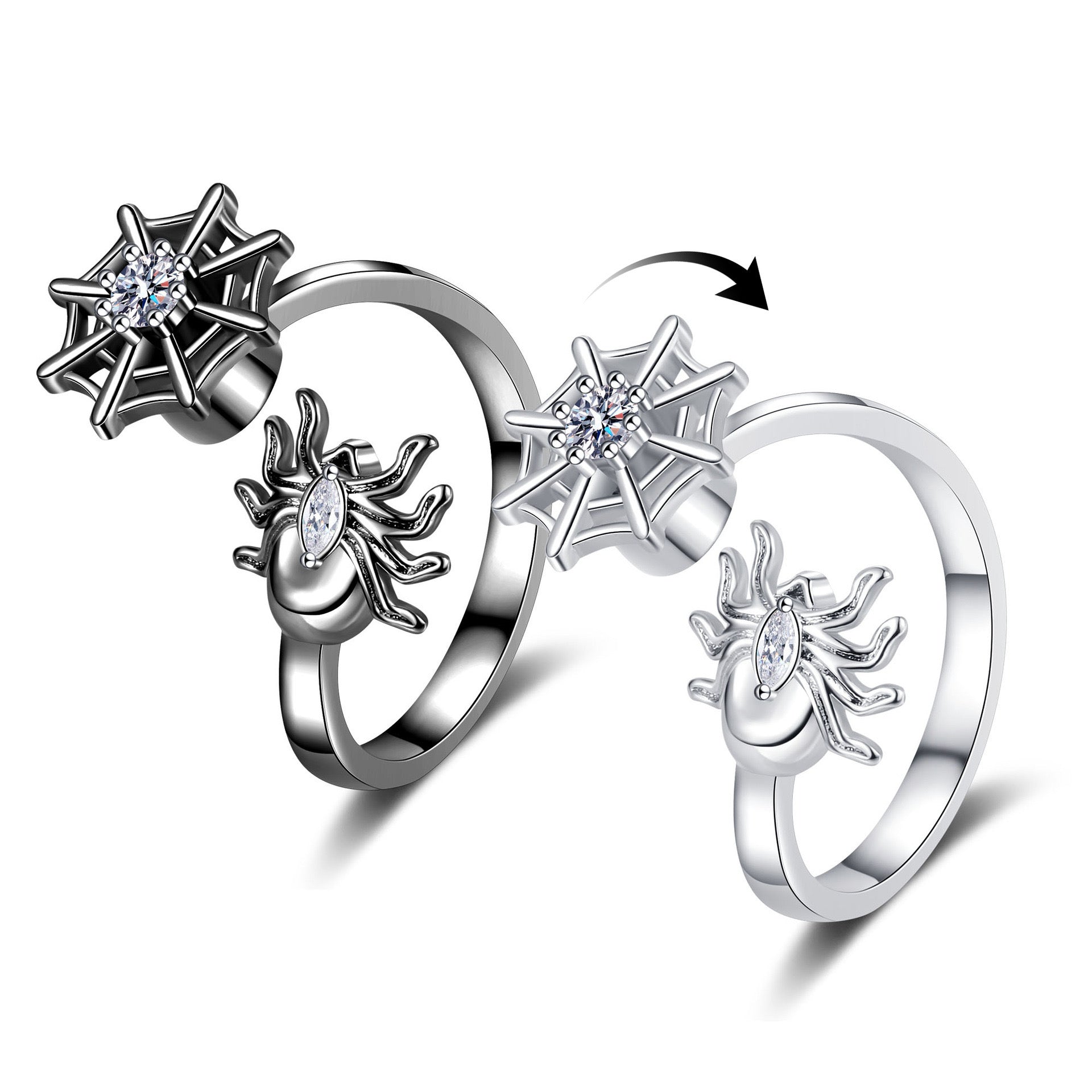 Silver Spider Fidget Ring