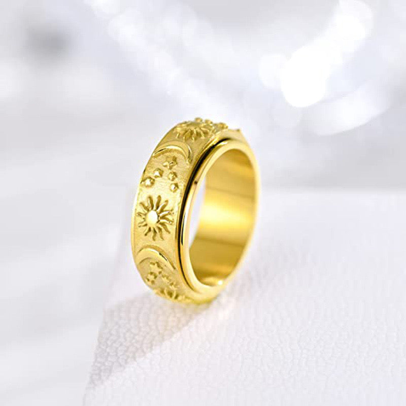 Star Moon Sun Fidget Ring - Gold Silver