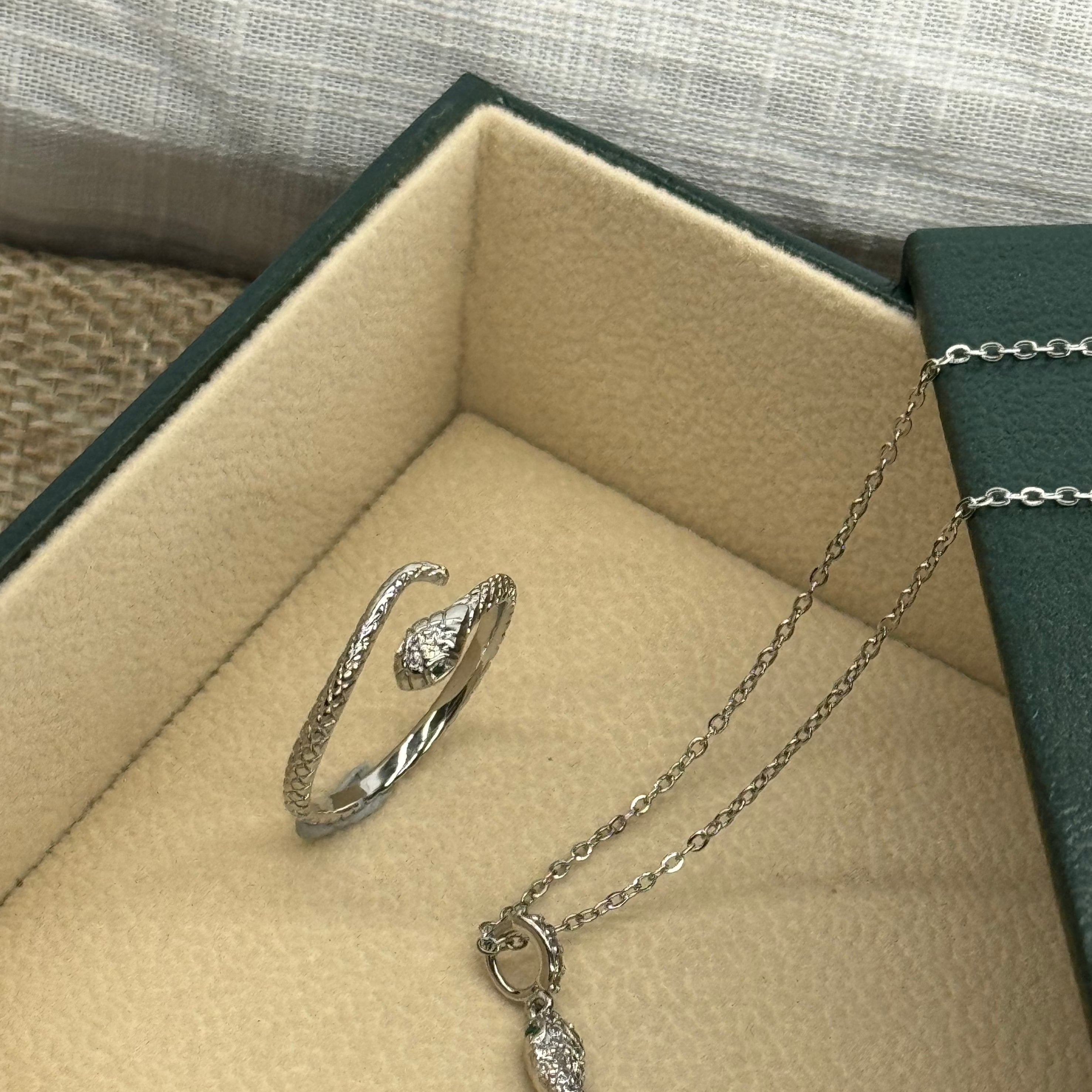 Silver plated snake ring adjustable