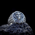 Load image into Gallery viewer, Viking design silver plated ring in the rock
