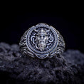 Load image into Gallery viewer, Viking design silver plated ring placed in the rock
