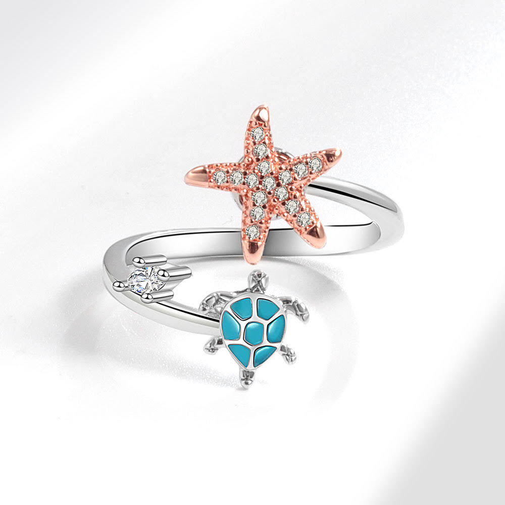 Sea turtles & Star Fidget ring